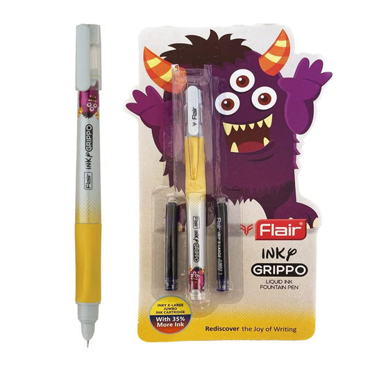 FLAIR Inky Series Grippo Liquid Ink Fountain Pen Blister Pack ,  Blue Ink