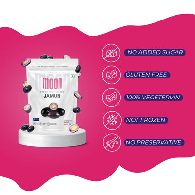 Moon Freeze Dried Jamun Cubes | Healthy Jamun Snack | 100% Natural, Vegan, No Preservatives, No Added Sugar Gluten Free Snack for Kids and Adults | (16Gm) Pack of 2