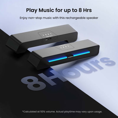 Ambrane 10W Wireless Bluetooth Soundbar with 8Hrs Playtime, BoostedBass, Immersive Sound, 51mm Driver, RGB Glow Lights, Portable Design, Integrated Music & Call Control (Evoke Beam, Black)