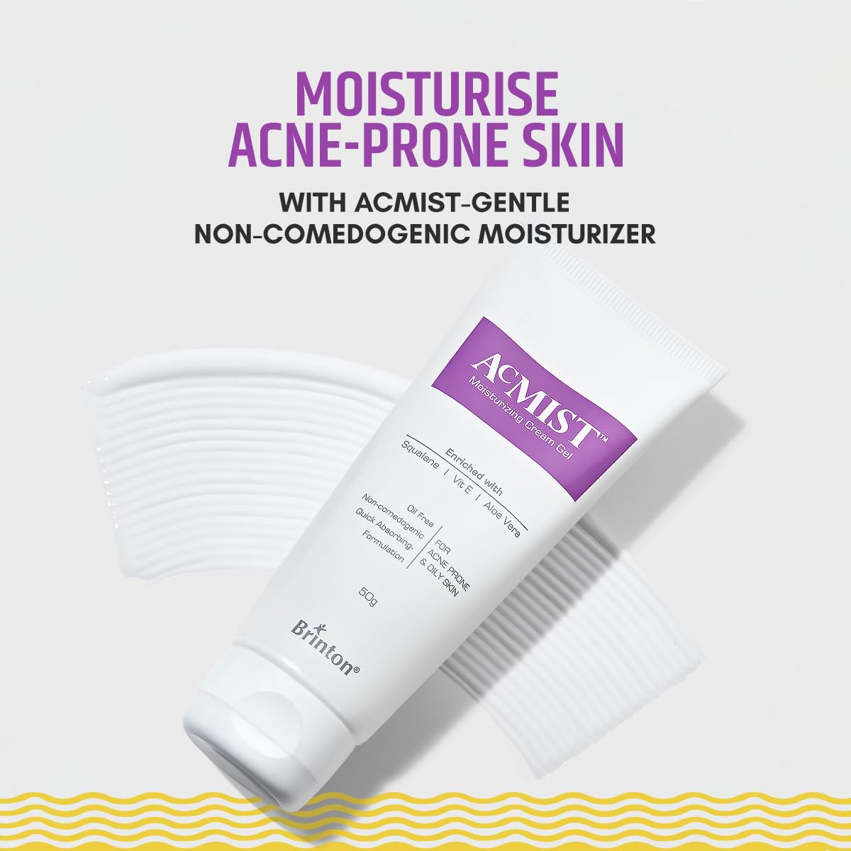 Brinton AcMist Moisturizing Cream Gel for Acne Prone and Oily Skin, Dry Skin Care Cream, 50 g