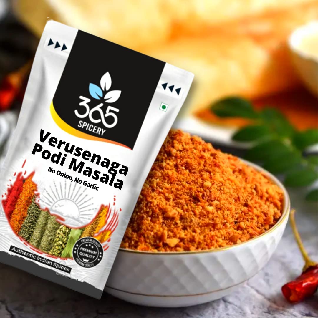 365 SPICERY JAIN Verusenaga Podi Masala | Authentic Jain Verusenaga Podi | Made with Premium Indian Spices | No Onion, No Garlic | Spicy, Tangy, and Flavorful | Perfect for Vegetarian and Jain Dishes - 200 gm