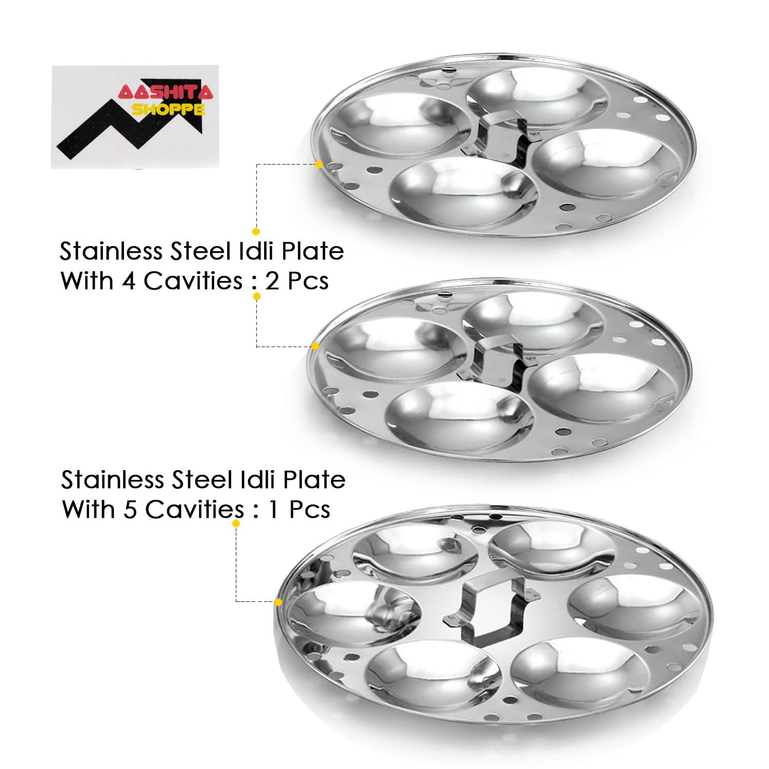 Aashita Shoppe Stainless Steel Idli Cooker/Idli Maker Makes 13 Idlis At Once Comes With 3 Plates.Gas Stove & Induction Compatible
