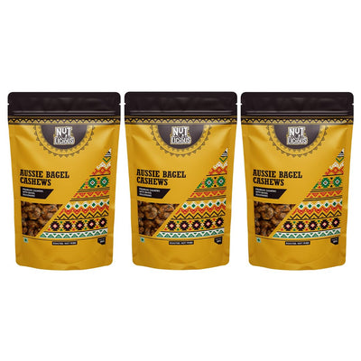 Nut-O-Licious Authentic Bagel Seasoned Cashews | 80g | Roasted Flavored Cashew Nuts | Nutritious, Crunchy & Delicious | Healthy Cashew Snacks | Premium Kaju(Pack of 3)