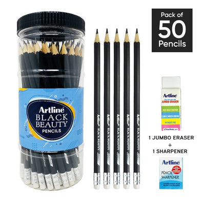 Artline Black Beauty Ultra Dark & Smooth Writing Pencil Jar Pack