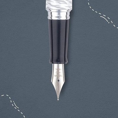 Pilot White Tiger Design Body Fountain Pen, Medium Nib, Ink - Black
