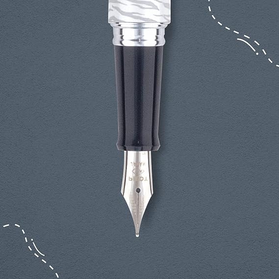 Pilot White Tiger Design Body Fountain Pen, Medium Nib, Ink - Black
