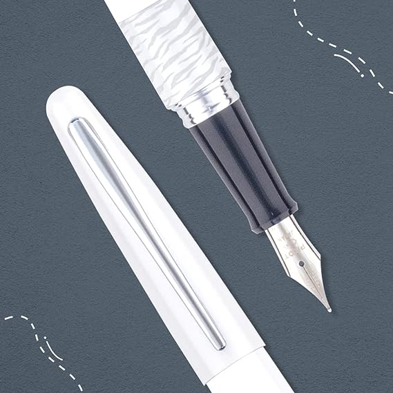 Pilot White Tiger Design Body Fountain Pen, Medium Nib, Ink - Black