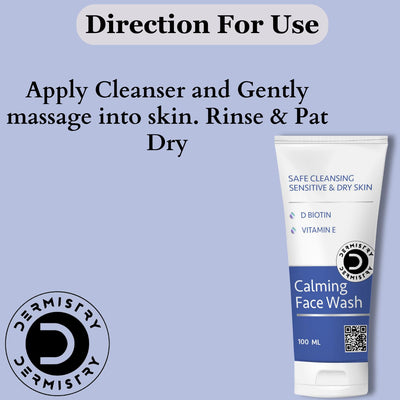 Dermistry Sensitive & Dry Skin Creamy Mild Safe Moisturizing Face Wash Cleanser For Winter & All Seasons, Sulphate Paraben Free, D Biotin Vitamin E, Suits Combination & All Skin Types - Men Women