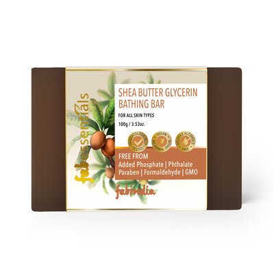 8x Fabessentials Shea Butter Glycerin Bathing Bar | with Natural Bioactives | for Cleansing, Nourishing and Rejuvenating Skin | Vegan & Toxin Free - 100 gm Pack of 8