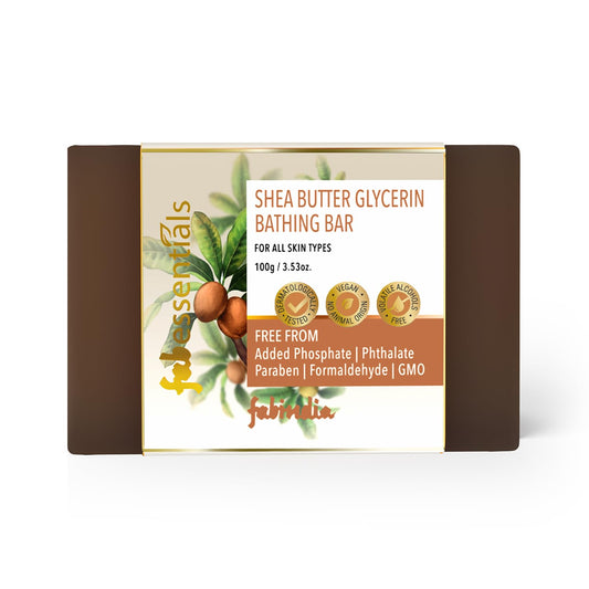 8x Fabessentials Shea Butter Glycerin Bathing Bar | with Natural Bioactives | for Cleansing, Nourishing and Rejuvenating Skin | Vegan & Toxin Free - 100 gm Pack of 8