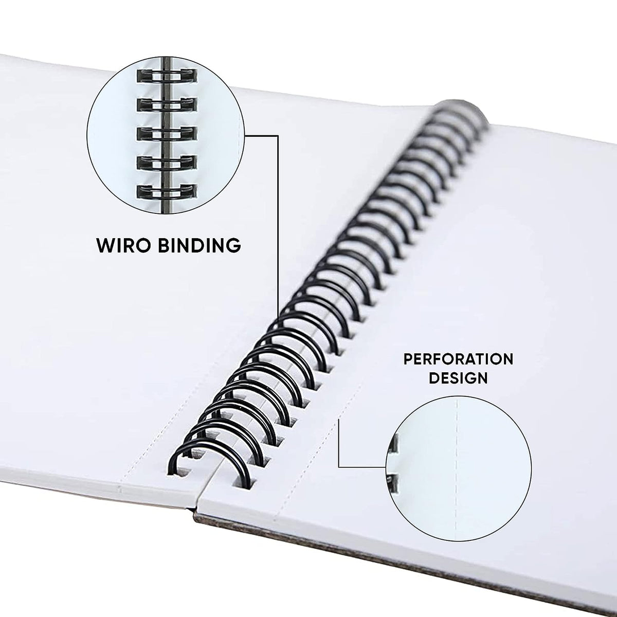 Doms Wiro Binding Notebook | Sketch Pad | Plain | 110GSM | 100 Pages | 21.0 x 29.7 cm | Pack of 1