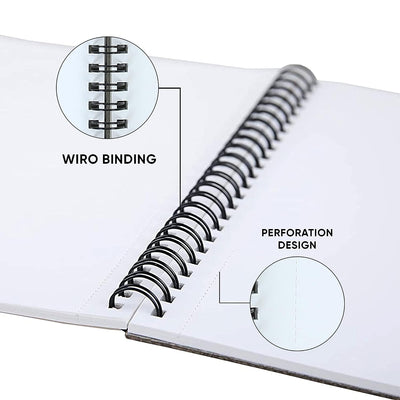 Doms Wiro Binding Notebook | Sketch Pad | Plain | 150GSM | 72 Pages | 29.7 x 42 cm | Pack of 1