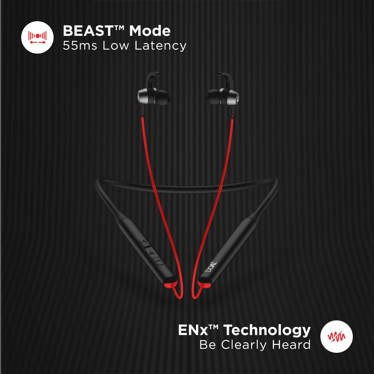 boAt Rockerz 268 Bluetooth in Ear Earphones with Beast™ Mode, ENx™ Mode, ASAP™ Charge, Upto 25 Hours Playback, Signature Sound, BTv5.2 & IPX5(Active Black)