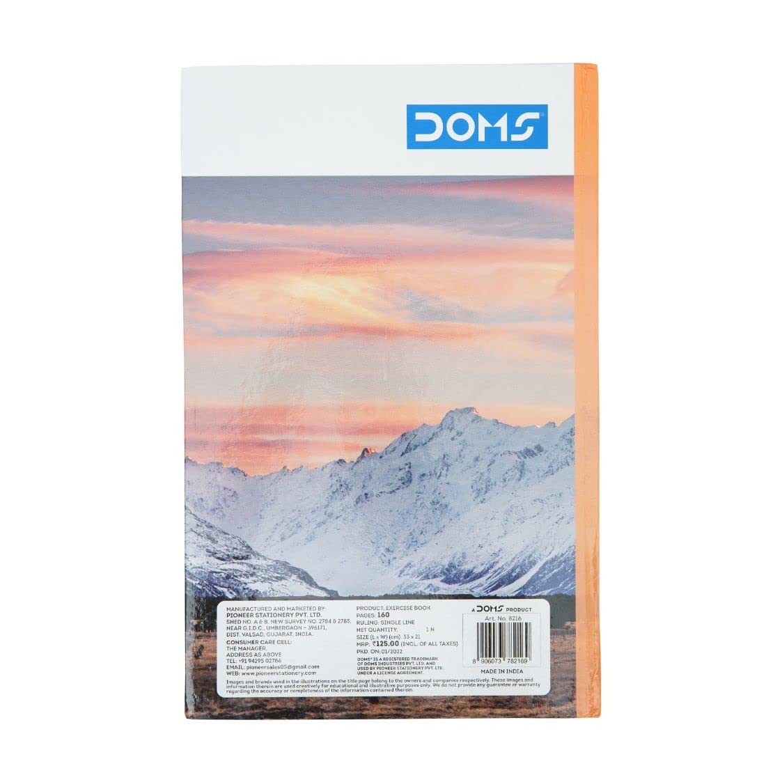 Doms Famous Mountains Series Hard Bound Notebook | Single Line, 160 Pages | 33 x 21 CM | Ideal for School, Home & Office | Pack Of 1 | Color & Design May Vary