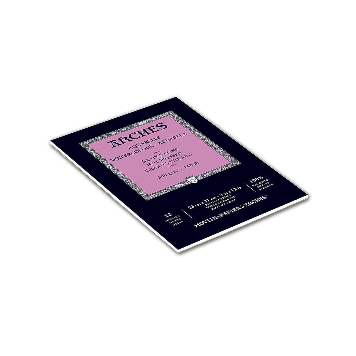 Arches Watercolour 300 GSM Hot Pressed Natural White 23 x 31 cm Paper Pad, 12 Sheets