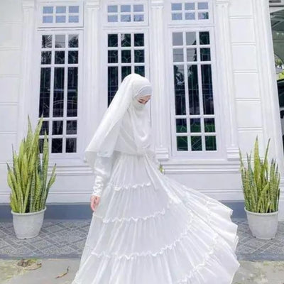 BURAQUE DESIGNER Nida fabric Free Size Muslim Burqa/Abaya & Burkha Dress for Muslim women and Girl's (M02-White-Burkha)