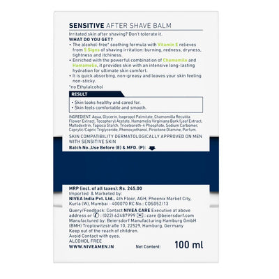 Nivea Men Shaving, Sensitive After Shave Balm 100ml