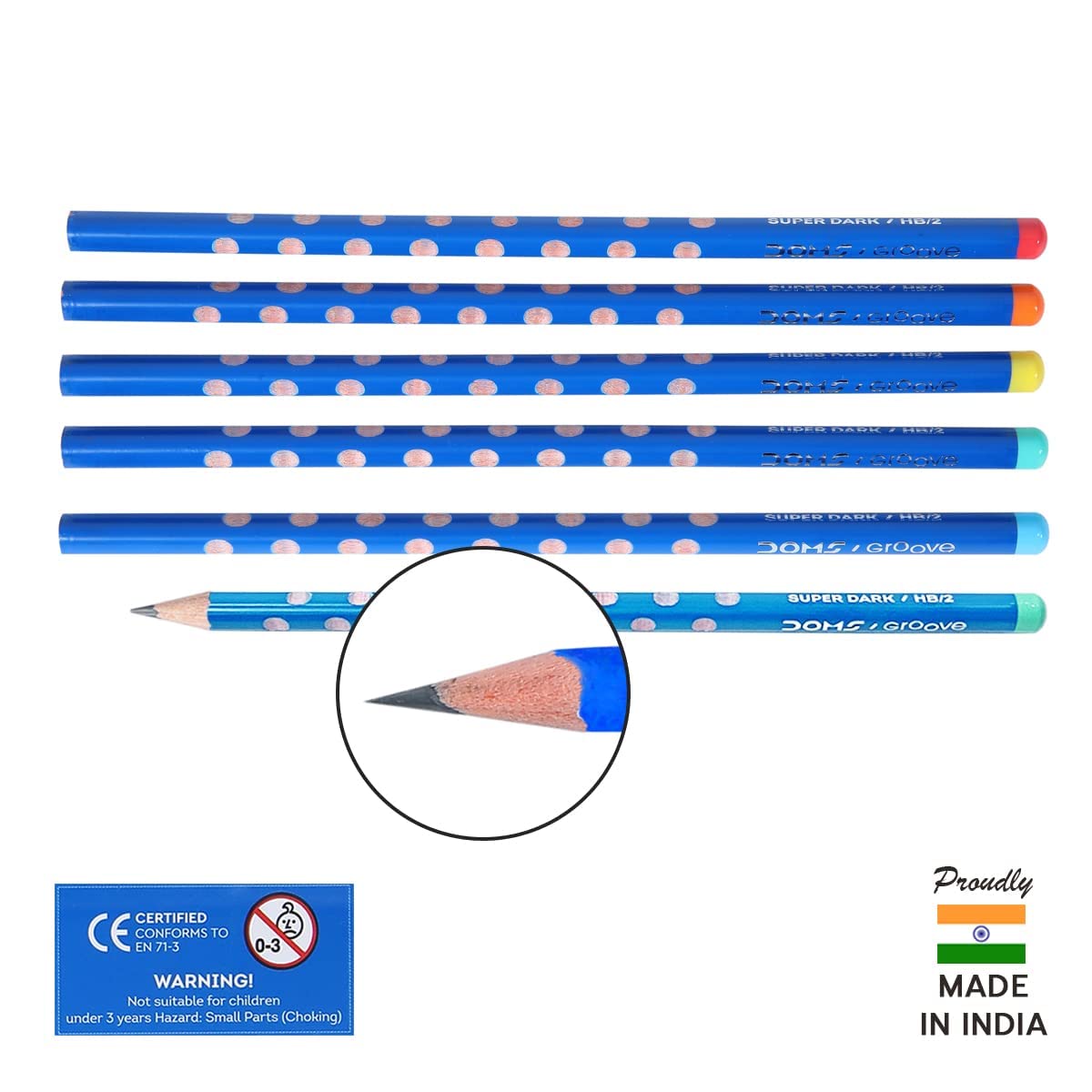 Doms Groove Super Dark HB/2 Graphite Pencils Jar Pack | Innovative Groove For Perfect Grip | Free Pencil, Eraser, Sharpner & Scale | Ideal For Sketching & Drawing | Pack of 30 Pencils