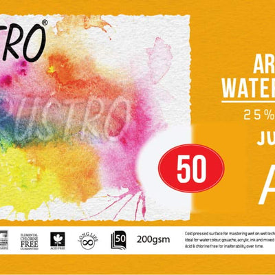 Brustro Artists' WC 25% Cotton 200gsm Cold Pressed jumbo - A3 (50 Sheets)