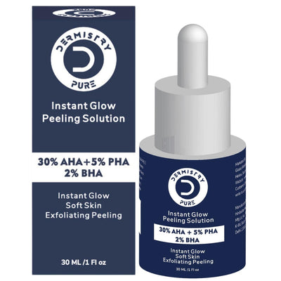 Dermistry Pure 30% AHA + 5% PHA + 2% BHA Skin Lightening Brightening Instant Glowing Smooth Peeling Exfoliating Solution Face Serum For Instant Glow 30ml