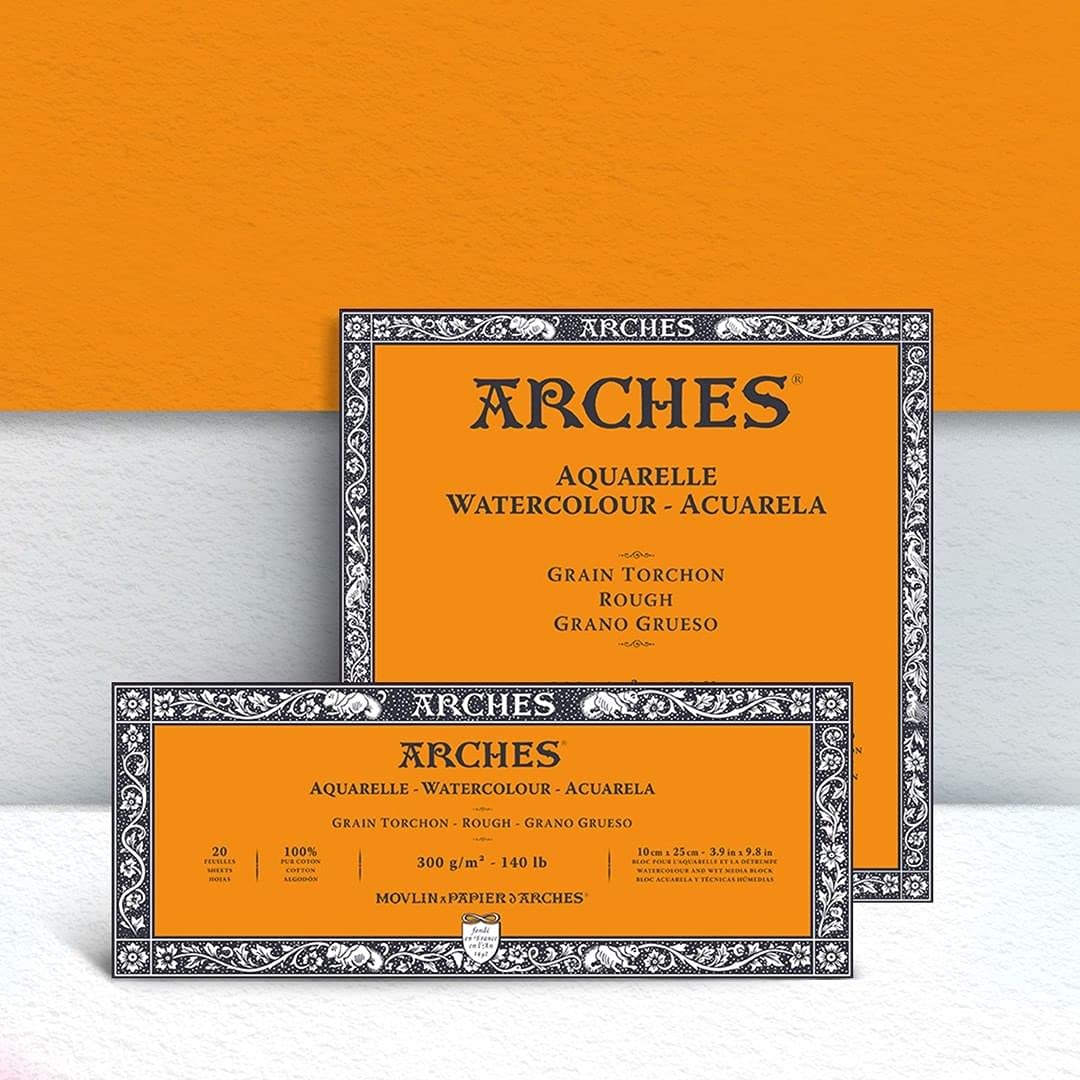 Arches Watercolour 300 GSM Rough Natural White 41 x 51 cm Paper Blocks, 20 Sheets