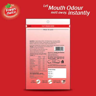 FRESH MELTZ Oral Hygiene Instant Mouth Freshener Sugar Free Paan Flavoured Mint Breath Strips (25 Strips) - Pack of 24