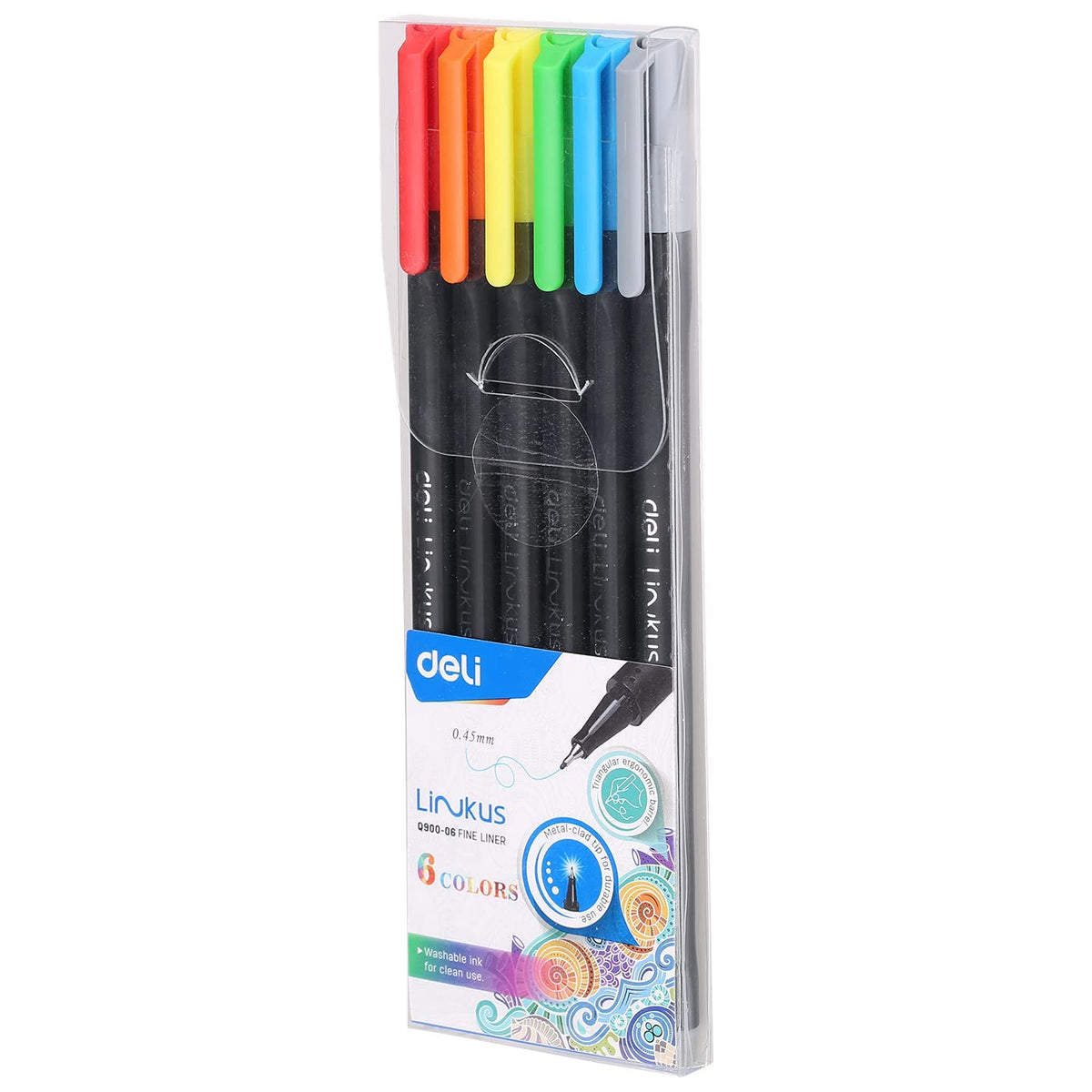 Deli EQ900-06 Fine Liner 6PC Set, Multicolour - Color May Vary