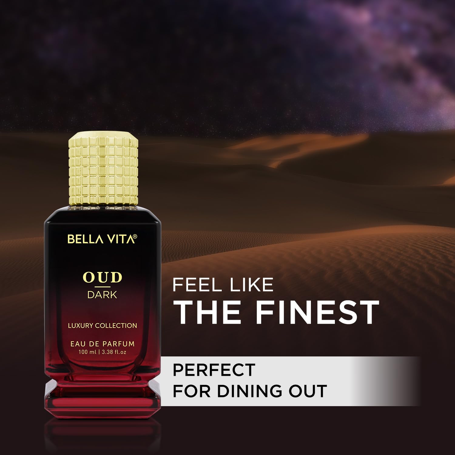 Bella Vita Luxury OUD DARK Eau De Parfum Perfume with Grapefruit, Vetiver,Orris,Dark Wood|Premium, Long Lasting Smokey & Woody Fragrance for Men 100ML