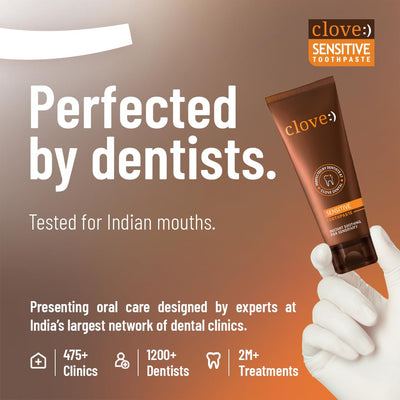 Clove Sensitive Toothpaste | reduce Senstivity | Dual Action toothpaste For Sensitivty & Bad Breath | Strengthens Enamel | Triclosan Free | Paraben Free | Peroxide free | Mint, Pack of 1 (100g)