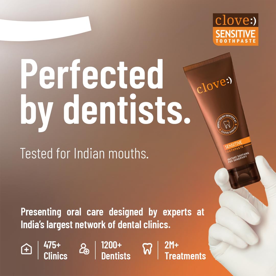 Clove Sensitive Toothpaste | reduce Senstivity | Dual Action toothpaste For Sensitivty & Bad Breath | Strengthens Enamel | Triclosan Free | Paraben Free | Peroxide free | Mint, Pack of 1 (100g)