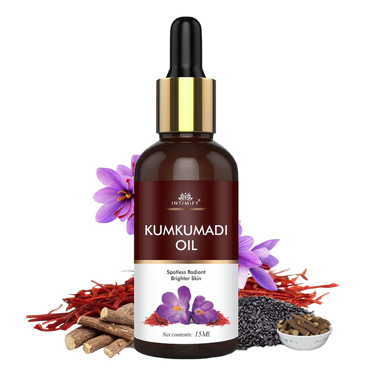 4x INTIMIFY Kumkumadi Tailam For Face, Kumkumadi Face Oil For Glowing Skin, Face Serum For Wrinkles, Whitening, Lightening & Pigmentation (30 ml) - Pack of 4