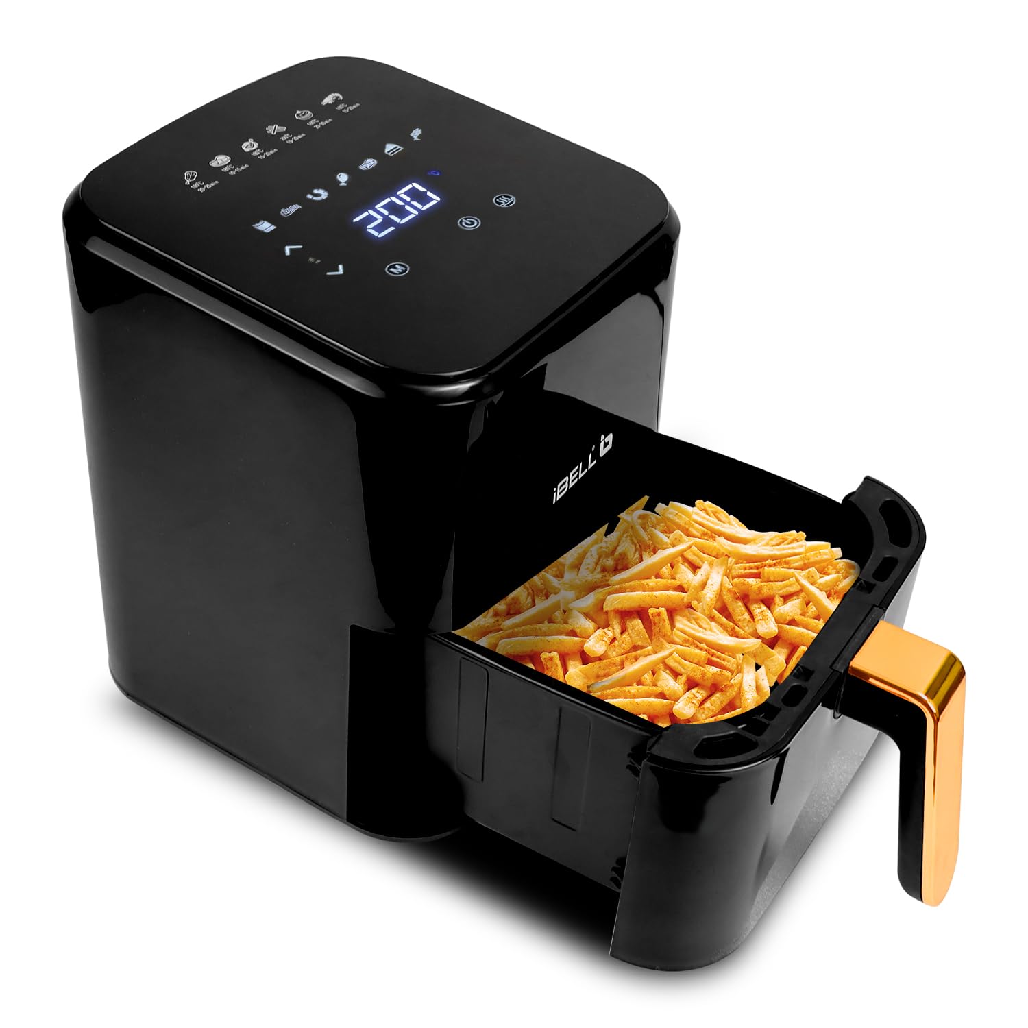iBELL AF500M Air Fryer 5 L, Digital Fryer with 7 Cooking Presets, Full Touch Controls, Smart Rapid Air Technology, Timer Function with Auto off & Fully Adjustable Temperature Settings (Black)