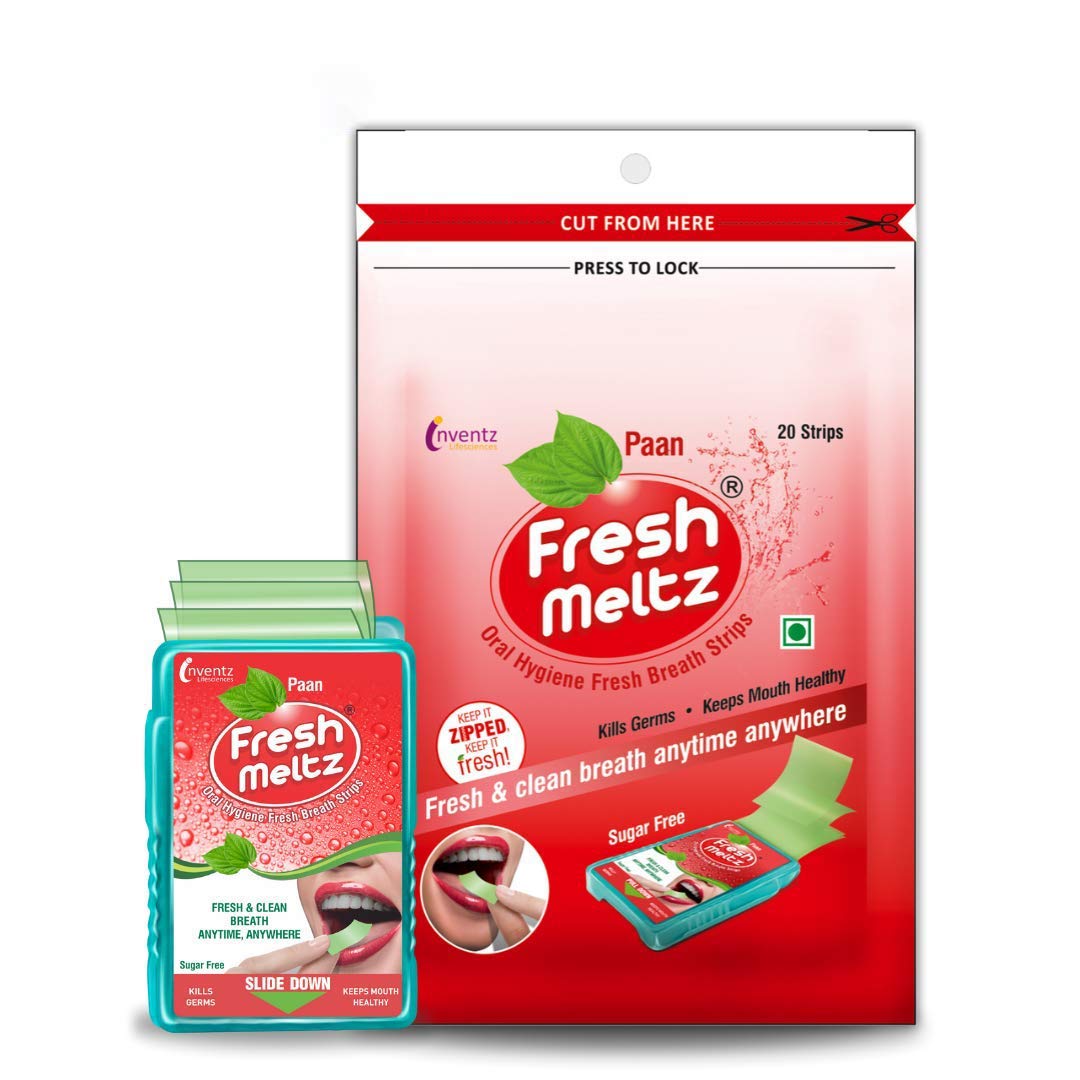 FRESH MELTZ Oral Hygiene Instant Mouth Freshener Sugar Free Paan Flavoured Mint Breath Strips (25 Strips) - Pack of 24