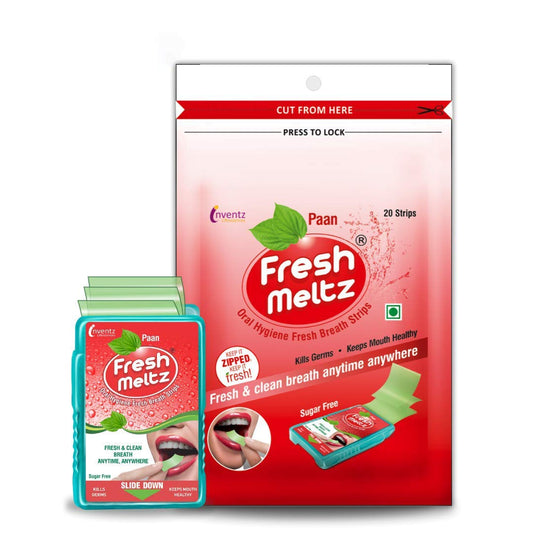 FRESH MELTZ Oral Hygiene Instant Mouth Freshener Sugar Free Paan Flavoured Mint Breath Strips (25 Strips) - Pack of 24