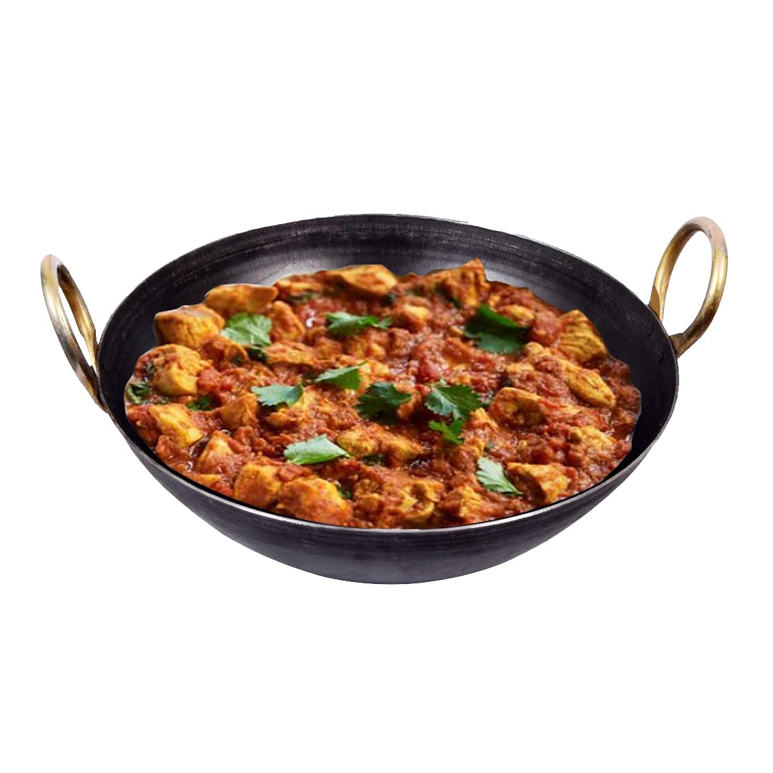 Craftenka Traditional Iron Kadhai Deep Bottom Kadai/Fry Pan/Frying Kadai Handmade Loha Lokhand with Golden Handle 11 INCH / 28 cm
