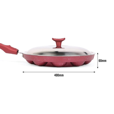 CELLO Crown Single Handle Appam 12 Cavity -Maroon (Aluminium)