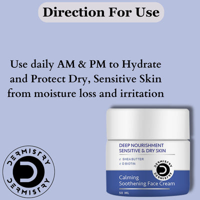 Dermistry Sensitive & Dry To Very Dry Skin Skin Glowing Hydrating Deep Moisturizer Face Cream, Shea Butter Hyaluronic Acid, Light Weight Winter & All Weather Daily Use Nourishing, Women Men