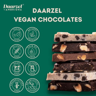 AMBRIONA Daarzel Vegan Dark Chocolate|70% Dark Gluten Free Pack Of 2 Blueberry And Strawberry|2 X 50Gm|Daarzel Bars