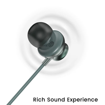 Ambrane Stringz 38 Wired Earphones with Mic, Powerful HD Sound with High Bass, Tangle Free Cable, Comfort in-Ear Fit, 3.5mm Jack (Green), Normal