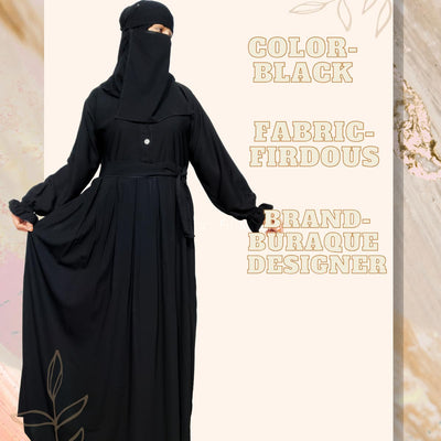 BURAQUE DESIGNER Abaya for Girls and Women Stylish Design Stitched Burqa Dress (B01-Black-Burkha)