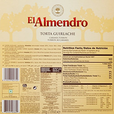 El Almendro Round Crunchy Almond Chocolate, Caramel Turron, 200G