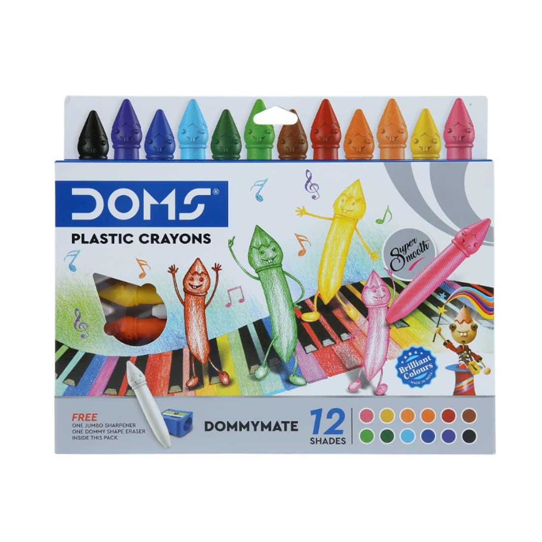 Doms 12 Shades Dommymate Plastic Crayons