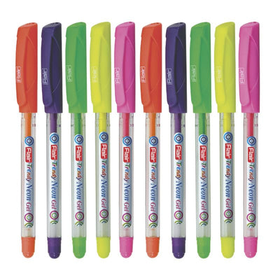 Flair Trendy Neon 10 Pcs Gel Pen, Bilster Pack  Multicolour
