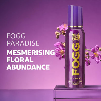 4x Fogg Paradise No Gas Deodorant for Women, Long-Lasting Perfume Body Spray, 150 ml each - Pack of 4