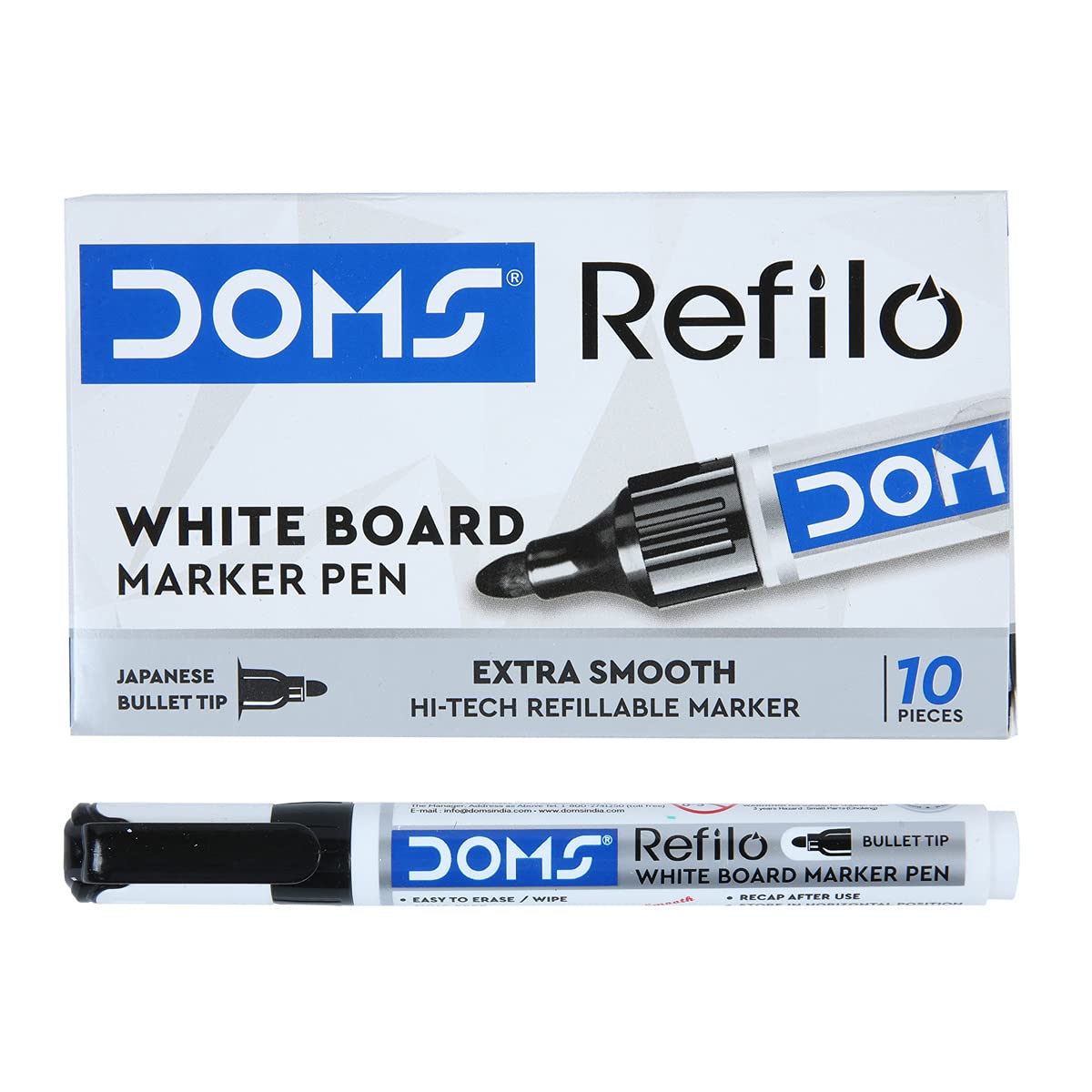 Doms Refilo Non-Toxic Hi-Tech Refillable White Board Marker Pen