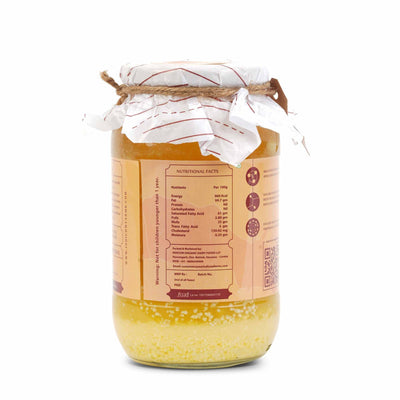 Indicow Organic Dairy Foods Pure Authentic A2 Gir cow Ghee | Bilona Curd-Churned, Cruelty-Free, Ayurvedic| Grass Fed Cows (1000ml(1ltr), Gir) | Glass Packaging