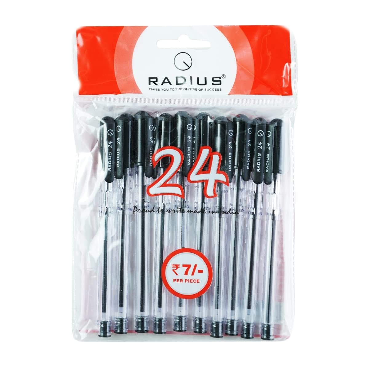 Radius 24, 0.7mm Ball Pen -  Black Ink, Pack of 10