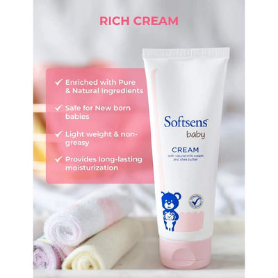 Softsens Baby Skin Hydrating Essential Kit - Milk Bar Soap(100gx3), Natural Cream(100g) & Massage Oil (200ml)