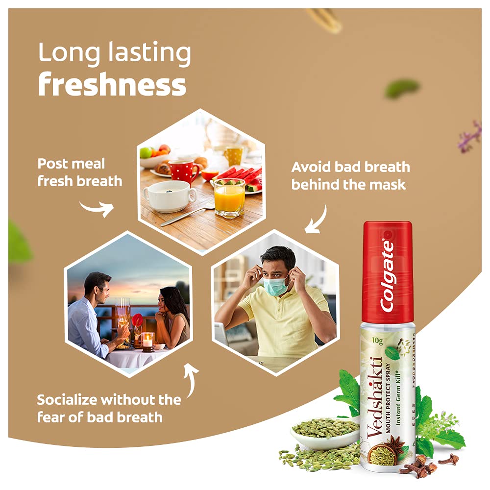 3x Colgate Vedshakti Mouth Protect Spray - Pack of 3 - (10gm each)