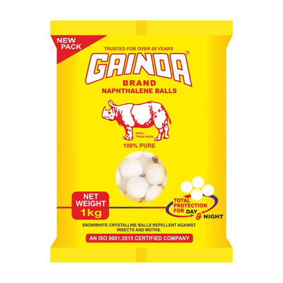 GAINDA Naphthalene Balls White Kapoor Goli Stain-Free Anti-Insect, Repellant Mothballs Sanitary Cubes for Commercial Use Cloth Wardrobe, Almirah, Bookshelves, & Drawers - 1kg